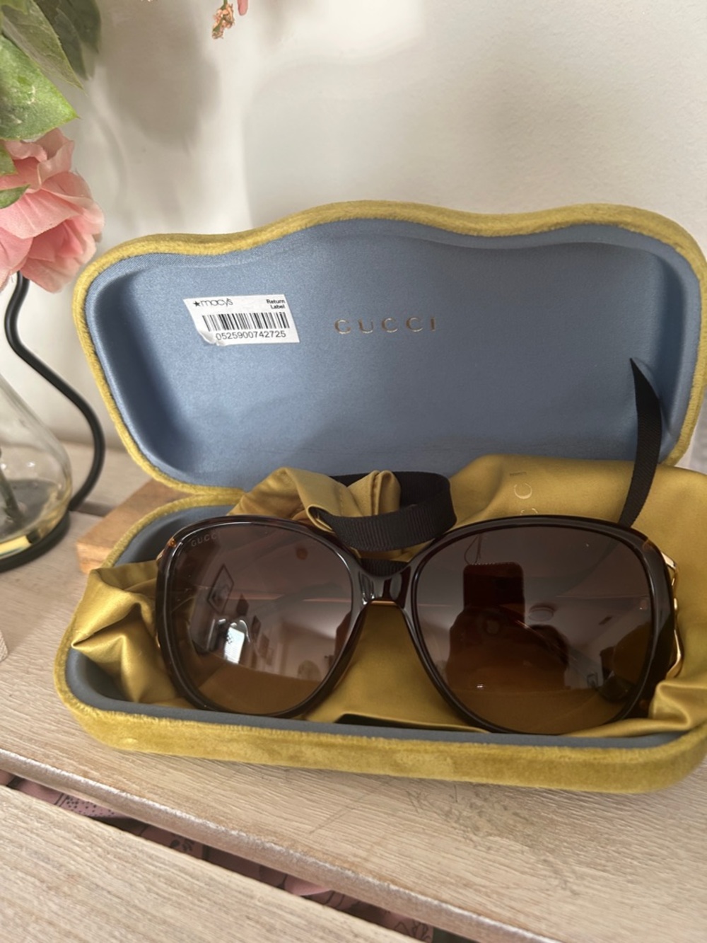 Gucci Brown Gradient Oversized Women's Sunglasses with Tortoise Frame